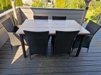 Garten Balkon Möbel Tisch mit 6 Stühlen Rattan Holz Schwarz Nordrhein-Westfalen - Burbach Vorschau