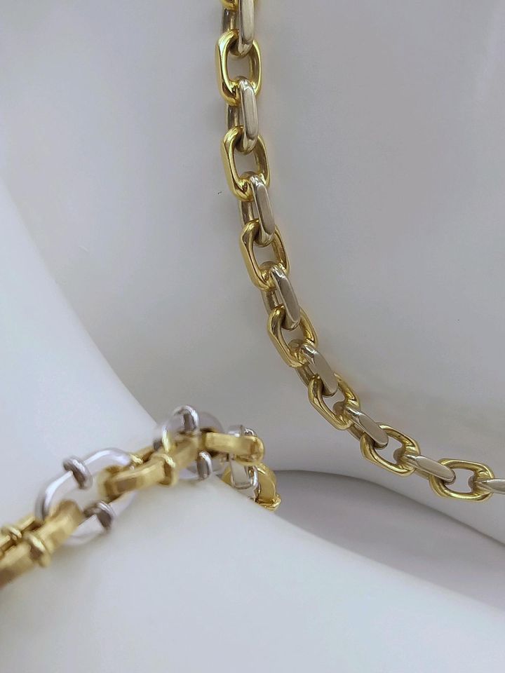 Goldkette aus Gelb-u.Weißgold / Gold 585 /14 Karat/Länge 51,0 cm in Quickborn