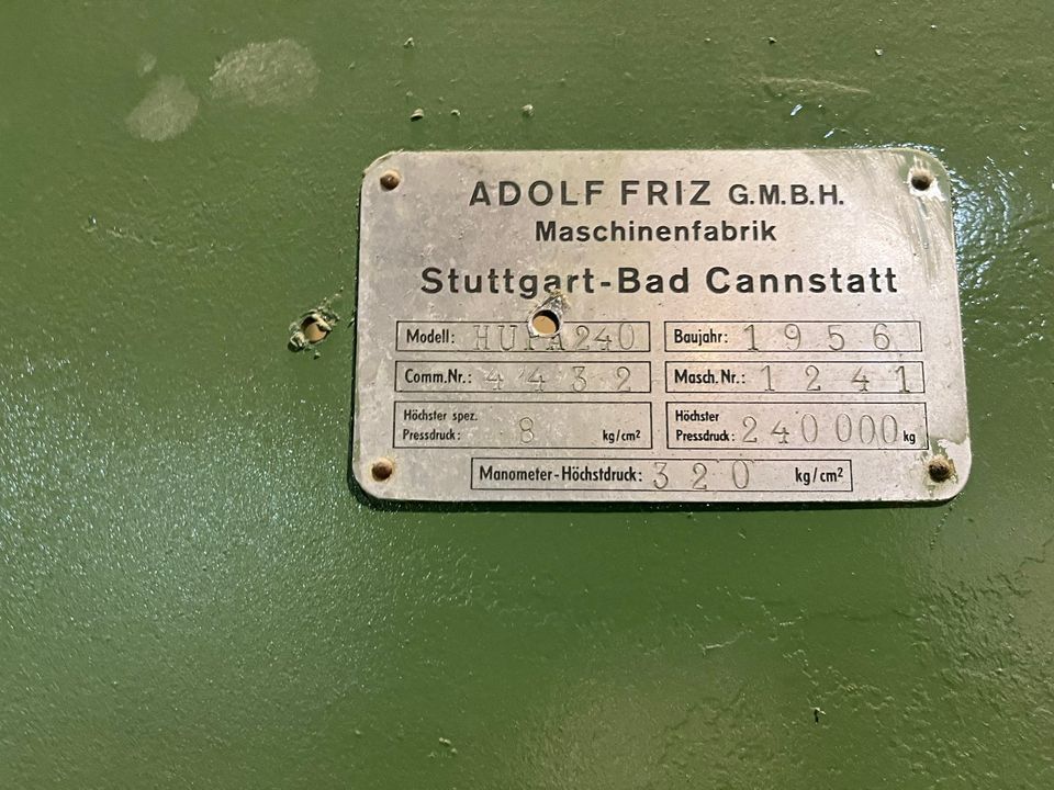 Furnierpresse Adolf Friz in Weißensee