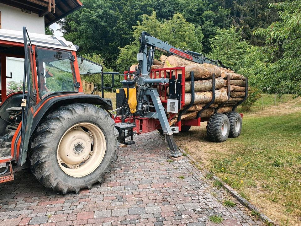 Brennholz-Transport, Rückearbeiten, Seilwindenarbeit, Waldarbeit in Grimmelshausen