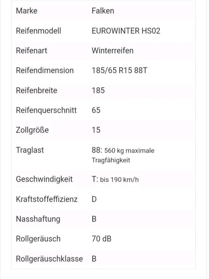 4 neue Winterreifen 185/65/15 - 88T in Meßkirch