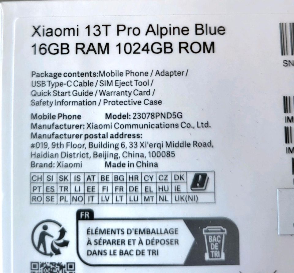 XIAOMI 13T PRO NEU OVP 1 TB 16 GB RAM BLAU HANDY RECHNUNG in Fürth