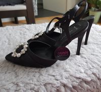 Damen Pumps Sling Slingback Gr.37 schwarz Satin Perlen Glitzer Kr. München - Unterschleißheim Vorschau