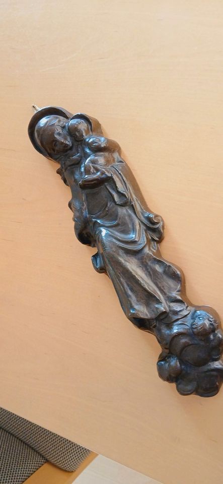 Vintage Mutter Maria mit Jesuskind Wachsbild-Wandbild 39 cm in Memmingerberg