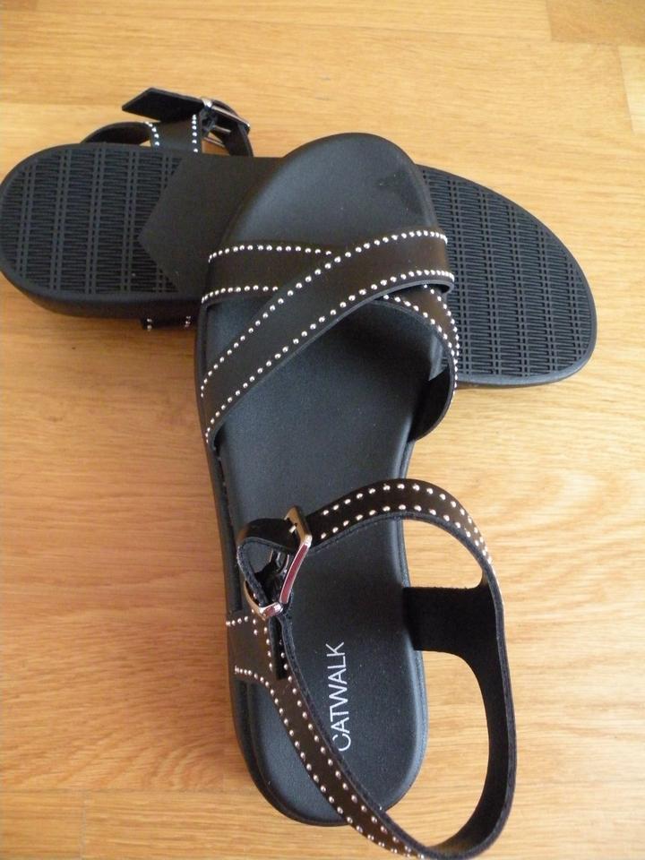 Flache Damensandalen Gr. 39 in Schwarz (Neuwertig; CATWALK) in Wiesbaden
