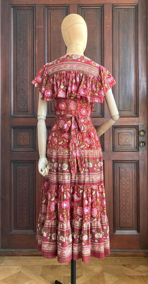 Kleid Vintage Hippie Midikleid Indien Blockdruck 70er Original 36 in Hamburg