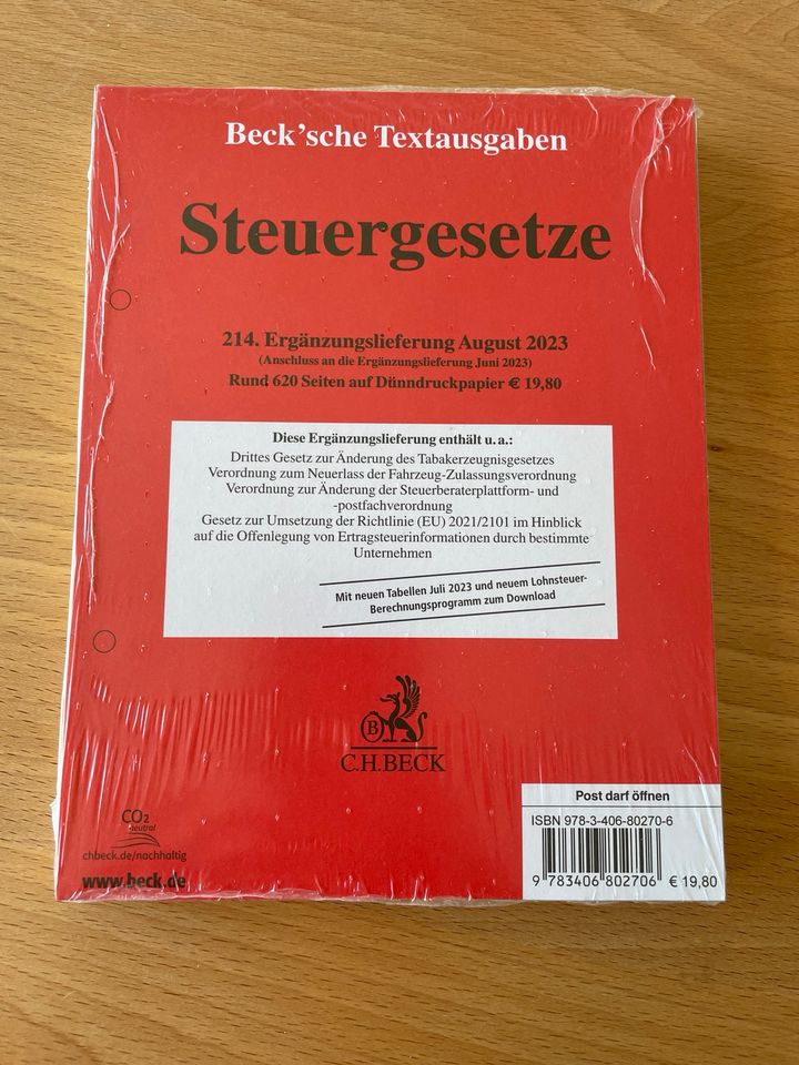 Beck Steuergesetze 214. Ergänzungslieferung August 2023 in Rimsting