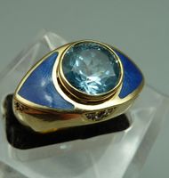 Design Ring 750 Gold 18K 10x Brillant 0.20ct Topas 7.50ct Gr 53 Nordrhein-Westfalen - Lage Vorschau