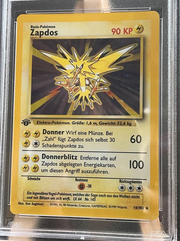 Zapdos Holo 1. Edition PSA 9 German 16/102 Pokemon in Stuttgart