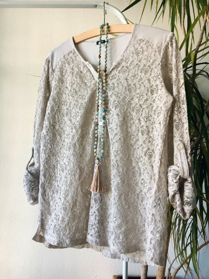 Spitzen-Bluse Tunika Boho Ibiza Hippie Fee Cottage-Core Shabby in Langweid am Lech