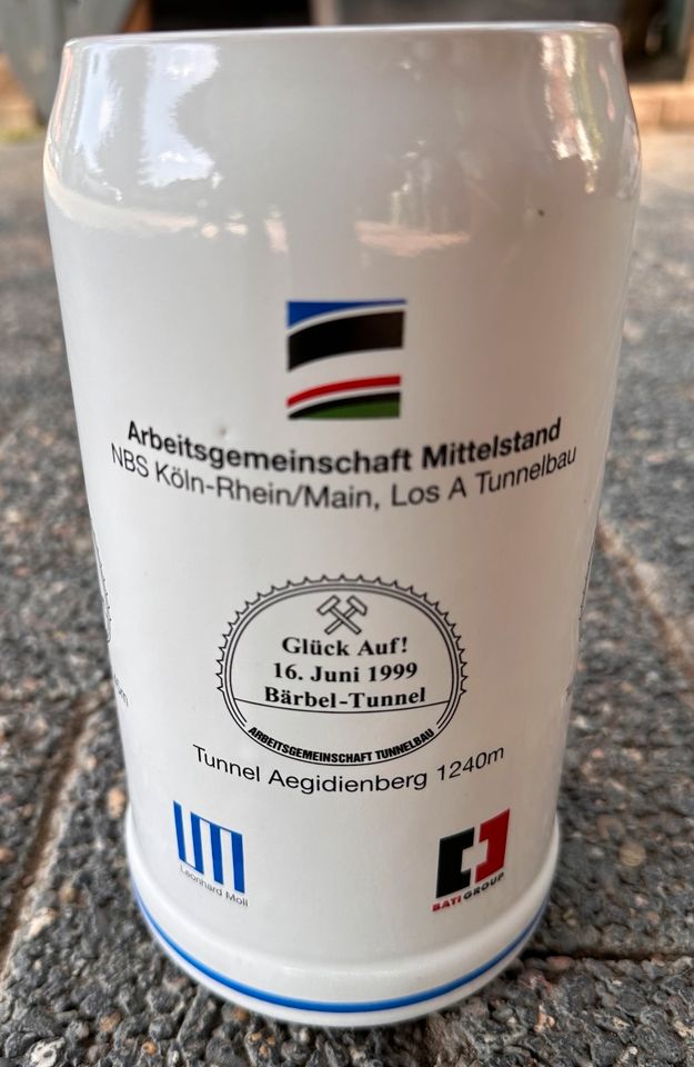 1Liter Maßkrug, Oktoberfest, Deutsche Bahn, Tunnelbau, Andenken in Bad Honnef