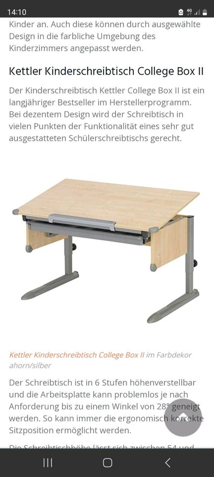 Schreibtisch Kettler 2 Jahre alt zu verkaufen in Stelle