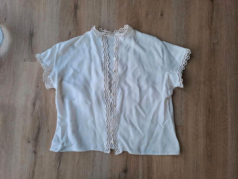 Weiße Bluse, Vintage, aus Omas Zeiten, 46 in Öhringen