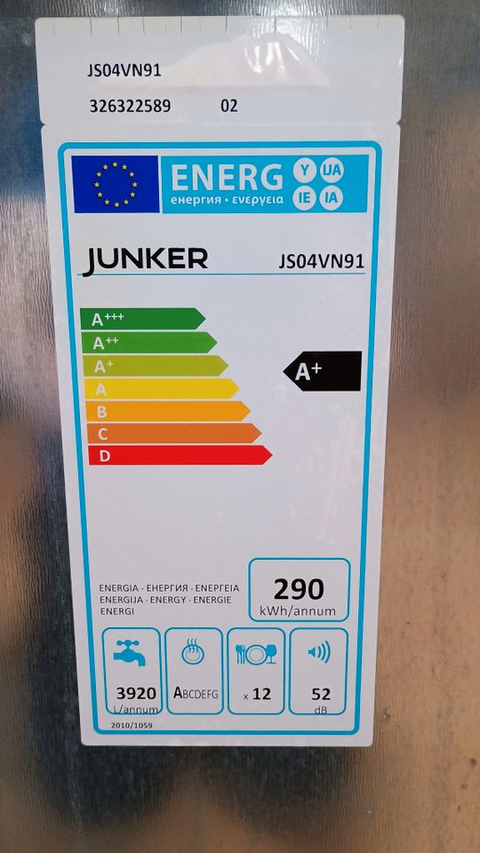 Vollintegrierter Geschirrspüler Junker hohe Küchenzeile in Ihlow