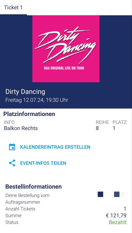 Karten zur Dirty Dancing in Frankfurt am 12.07.2024 in Darmstadt