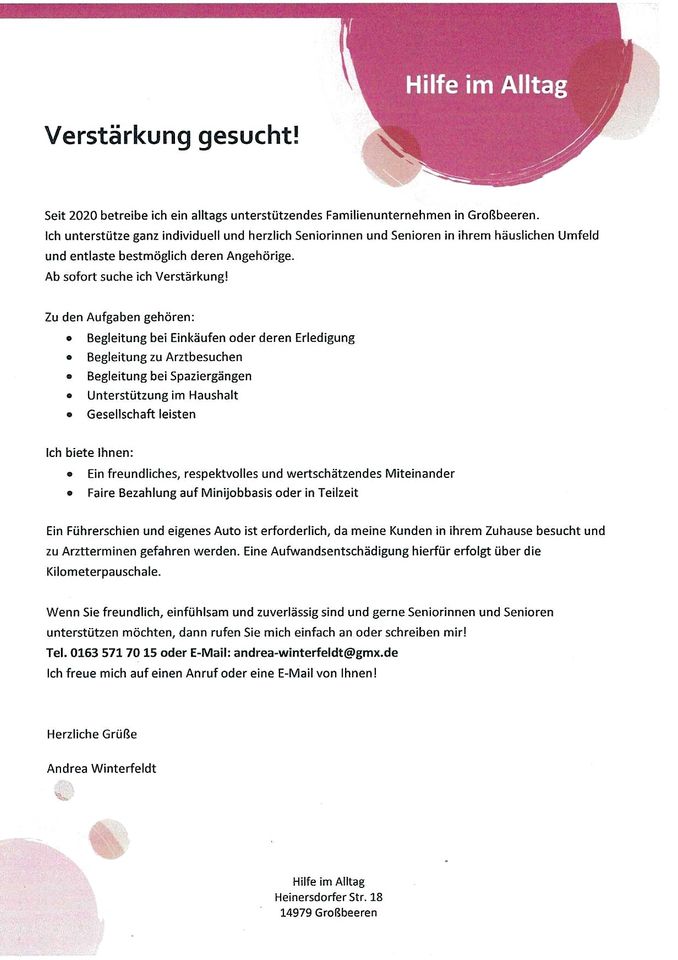 Alltagshelfer gesucht!!!!!! in Großbeeren