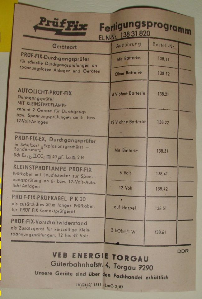 Neuer DDR - Spannungs- /Durchgangsprüfer "Prüf-Fix" in Rennerod