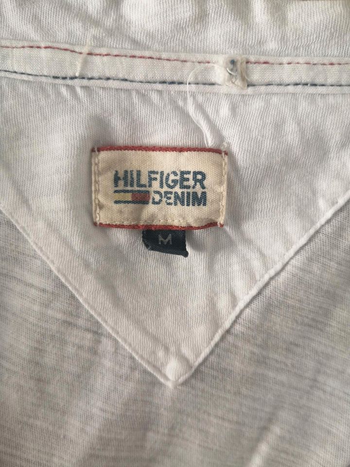 Tommy Hilfiger Denim Shirt Damen M weiß multicolor in Bestwig