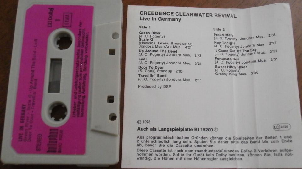 Musikkassette Creedance Clearwater Revival 1973 in Gersthofen