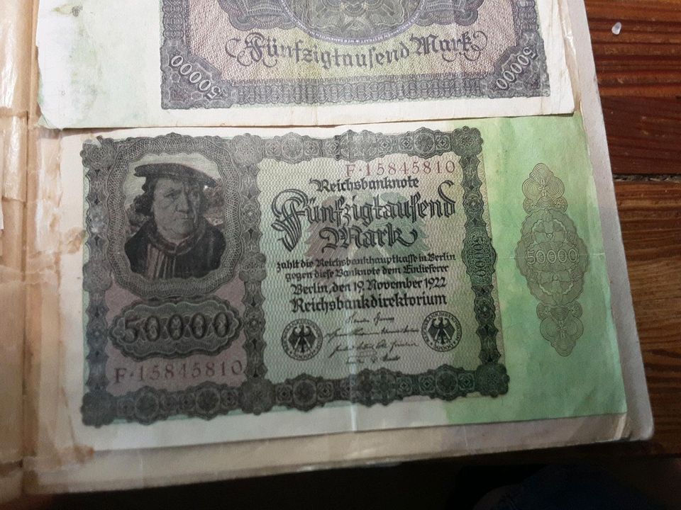 Deutsche Reichsbanknoten und Darlehens Kassenscheine in Freiberg