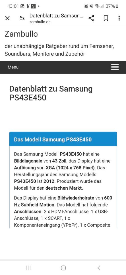 Samsung Plasma TV in Düren