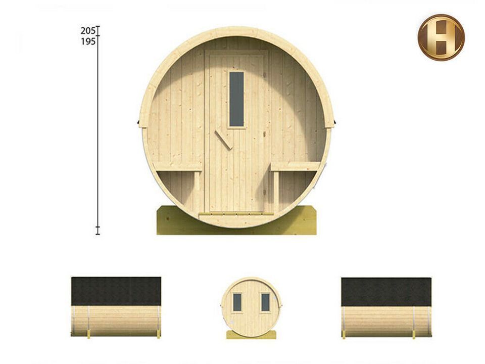 Fasssauna DELUXE Line, Fichte, 250 cm mit Elektroofen in Gummersbach