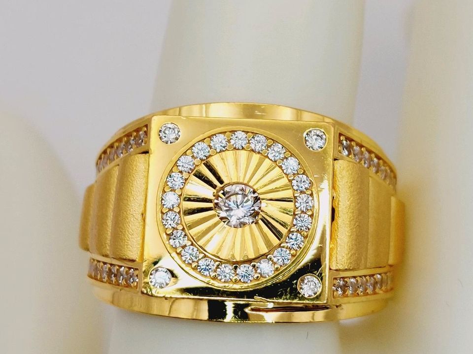 Ring/ Zirkonia/ Rolex Stil/ Gold 916/ 22 K/ Gr. 64 in Quickborn