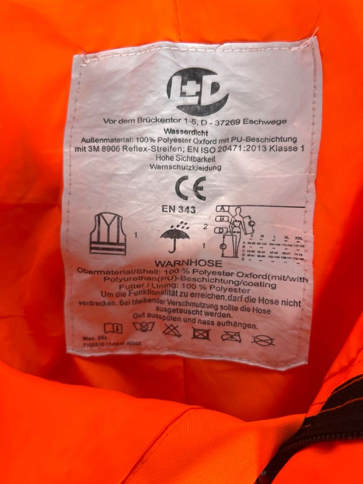 Eldee XL Hose Warnschutzkleidung Warnhose orange neon in Köthen (Anhalt)