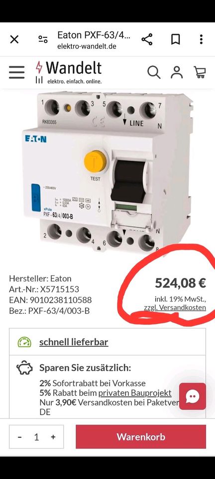 Eaton PXF 63/4/003-B FI-Schutzschalter NEUWERTIG! in Essen