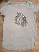 Yigga T-Shirt Pferd Pailletten hellblau 146/152 Sachsen - Heidenau Vorschau