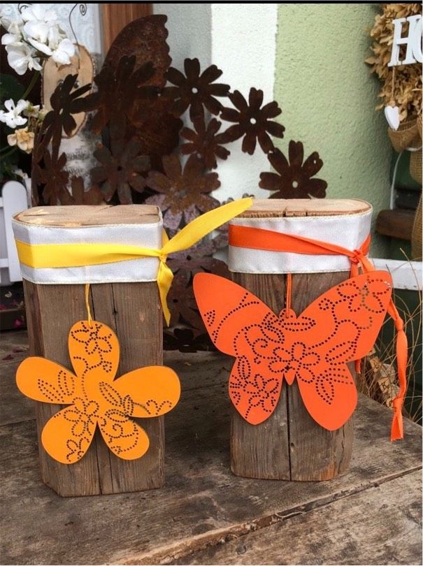 Balkendeko viele verschiedene Holzdeko Blumendeko Frühling Ostern in Arrach