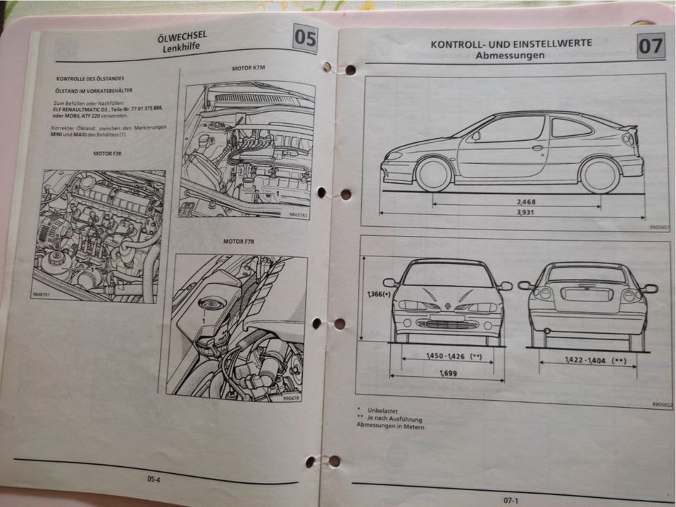 Werkstatthandbuch RENAULT Mégane NT 2456, Besonderheiten D 64 in Dresden