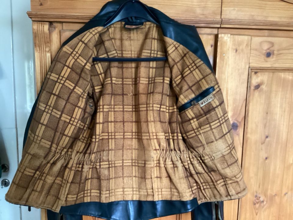 Antike/Vintage Motorradlederjacke - 50er/60er, Gr. XS/S in Roth