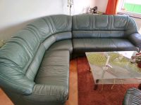 Leder Sofa Rundecke und Sessel Federkern dunkelgrün Niedersachsen - Bodenwerder Vorschau
