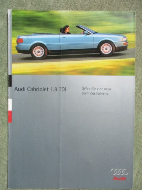 Audi Cabriolet 1.9lTDI Prospekt Typ89 6/1995 brochure in Minden