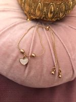 Goldenes Armband Herz Anhänger größenverstellbar Perlen Bayern - Berchtesgaden Vorschau