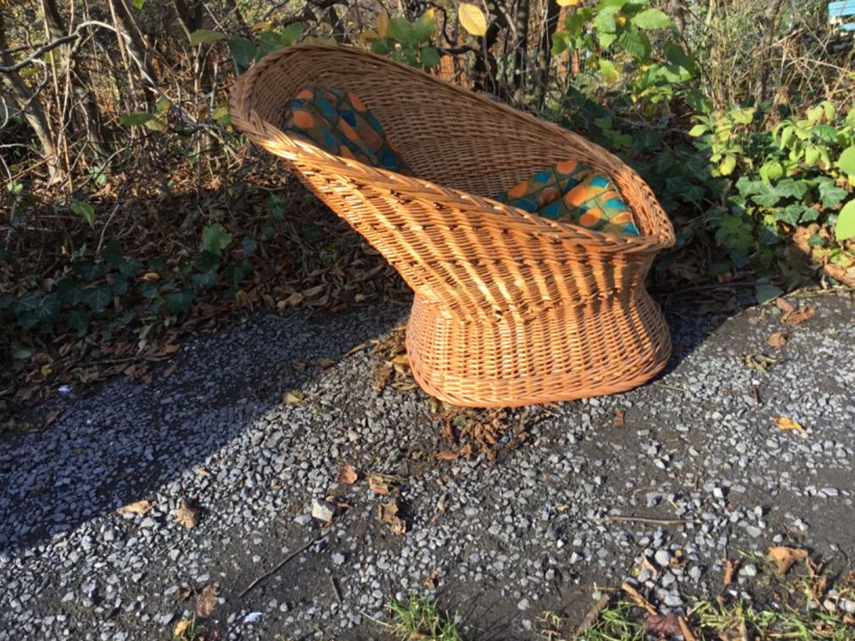 3x Vintage KORBSTUHL Korbsessel mid century 70er Rattan in Schmallenberg