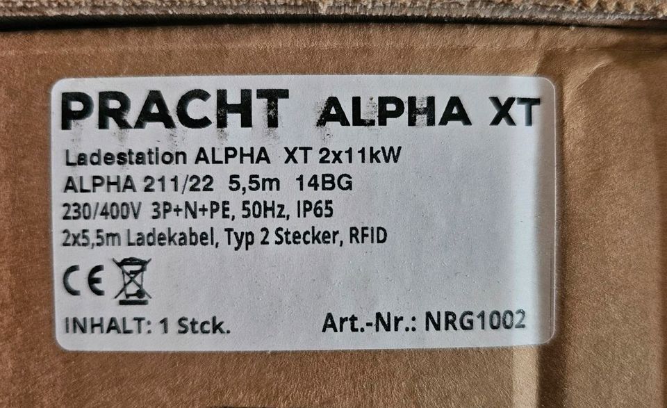 Pracht Wallbox ALPHA XT - neu/unbenutzt/OVP - NRG1002, 2 x 11 kW in Staufenberg