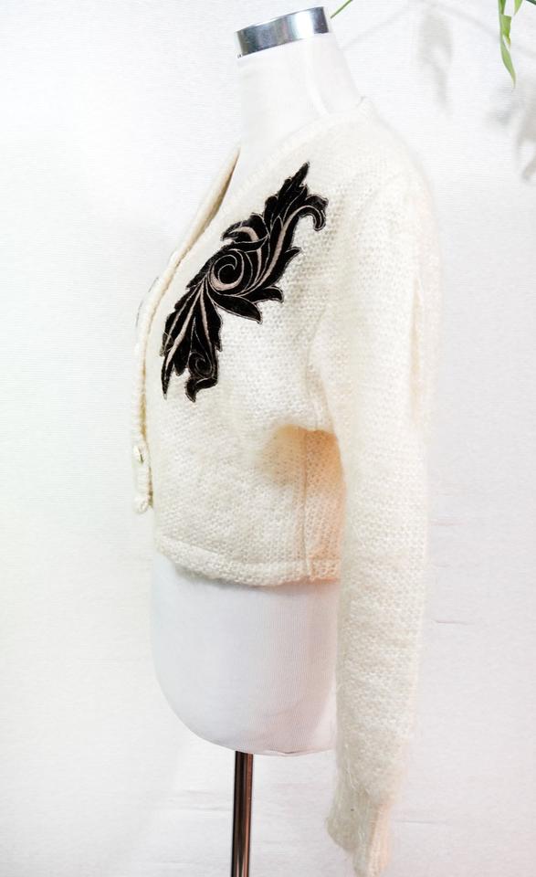Mohair Strickjacke Gr. 36 - 42 Cardigan Creme Vintage Tracht in Siek