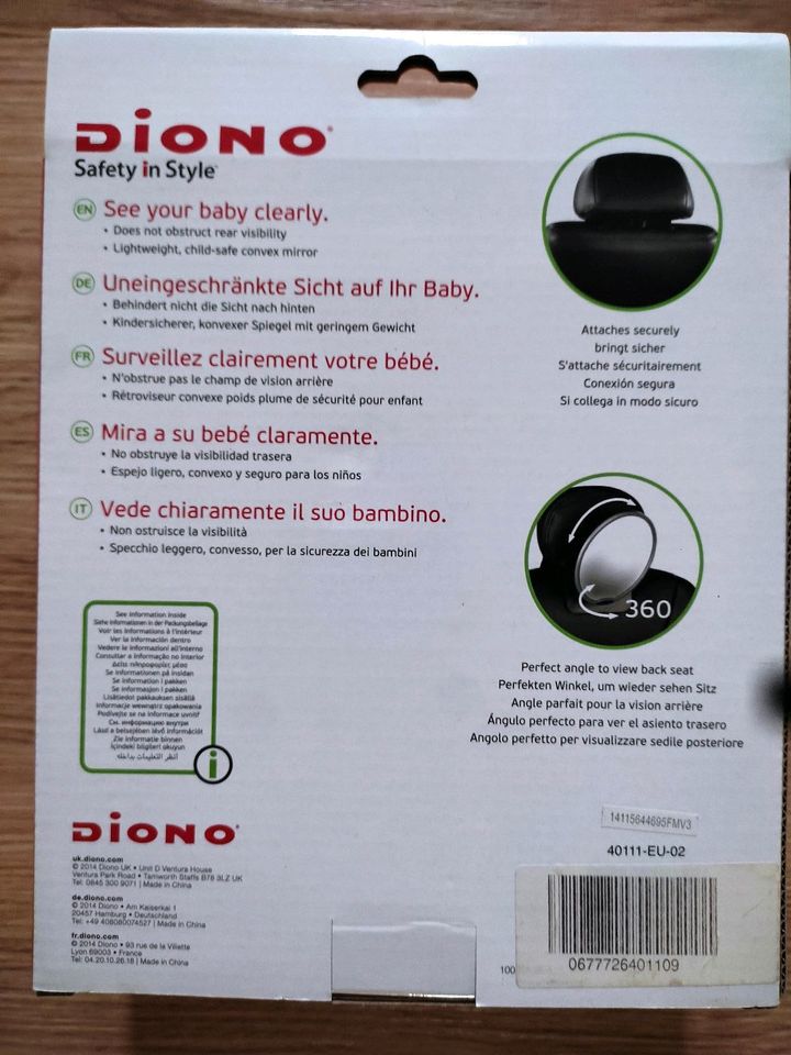 Diono Baby Rücksitz Spiegel Easy View mit Originalkarton in Gablenz