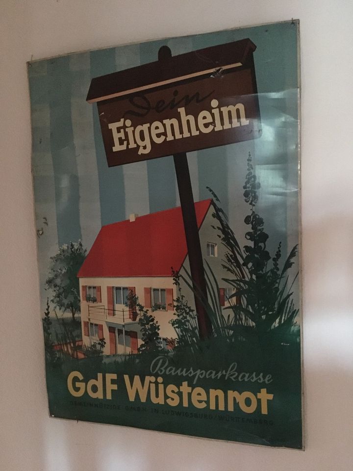 Altes Blechschild „Wüstenrot“ in Balingen