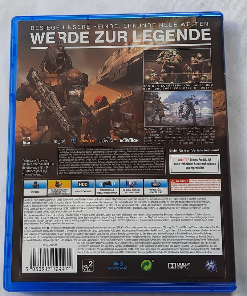 DESTINY - PLAYSTATION 4 PS4 PS 4 in Schöningen