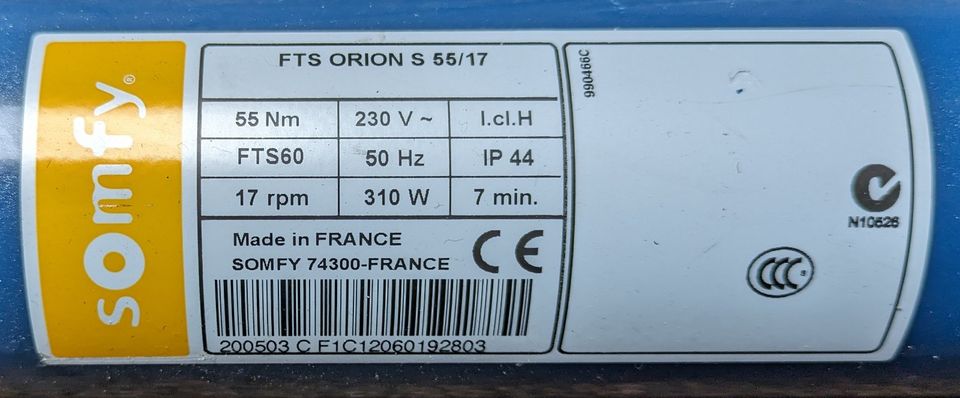 Somfy Orion S 55/17 55 Nm Markisen Motor in Waiblingen