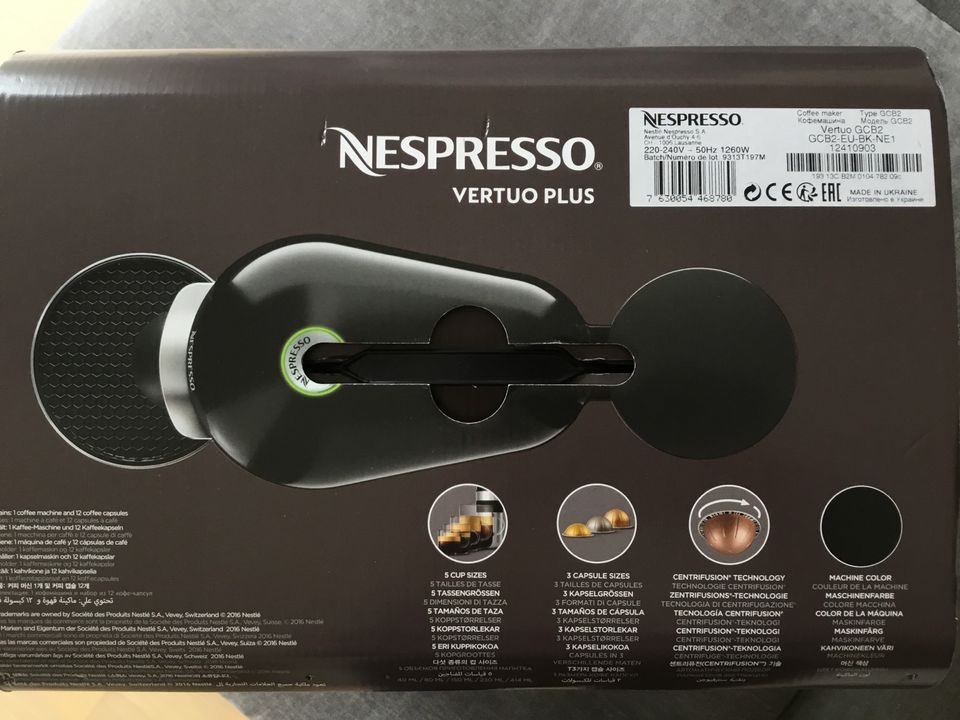 Nespresso Vertuo Plus Kapselmaschine - schwarz in Ellerstadt