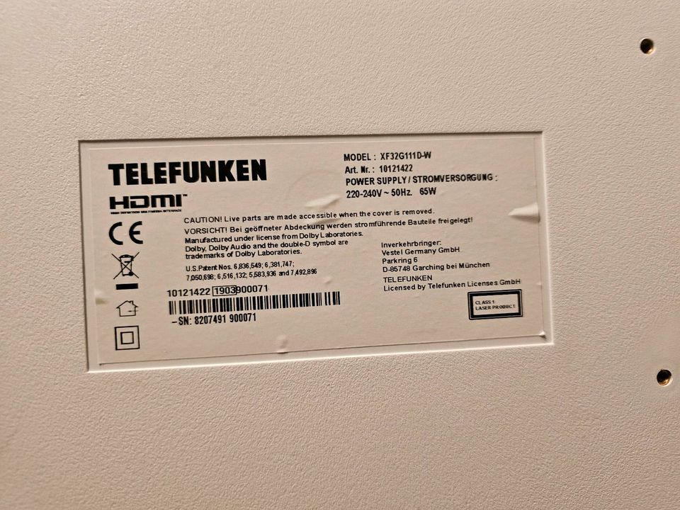 Telefunken XF326111DW 32 Zoll mit DVD in Garching b München