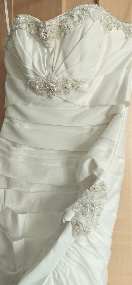 Hochzeitskleid Brautkleid, Spitze Perlen, hell ivory - 3 Gr. in 1 in Brandenburg an der Havel