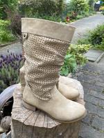 Damen Stiefel – Beige Cut-Out Muster – Gr. 40 – Top Zustand Sachsen-Anhalt - Seegebiet Mansfelder Land Vorschau