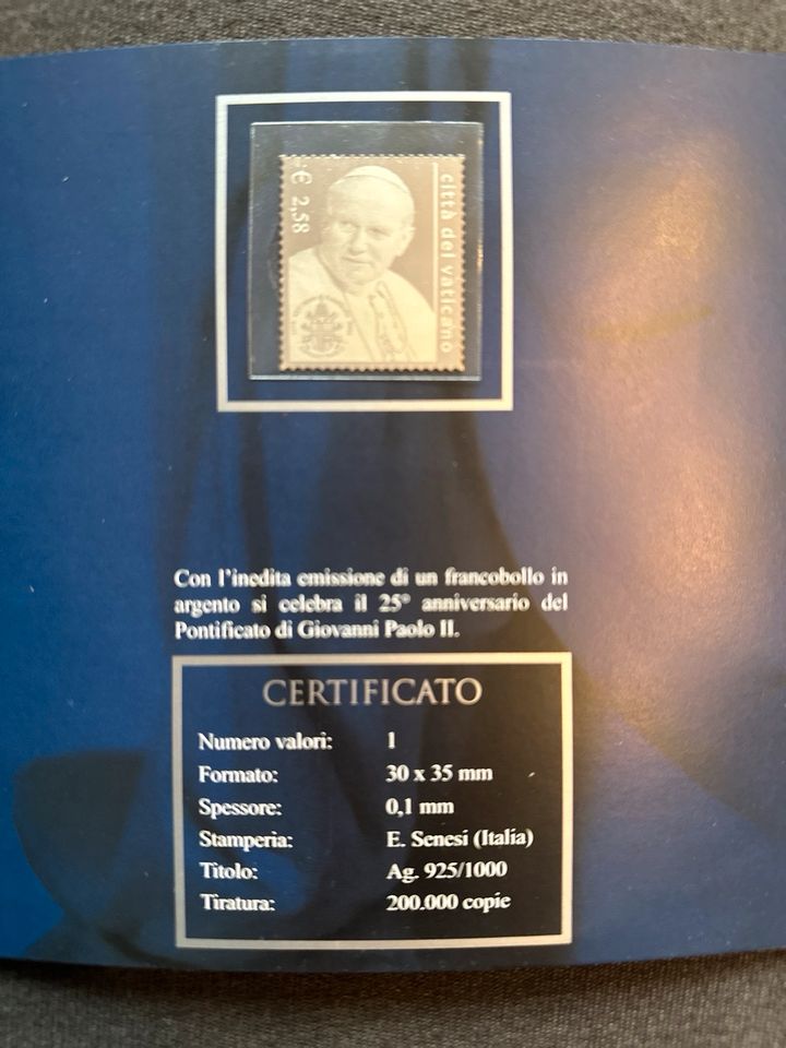 Johannes Paulus II Silber Briefmarke in Recklinghausen