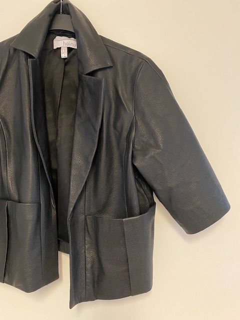 Jacke Leder (echt) schwarz Heine mit 3/4 Arm Gr. 42 in Mönchengladbach