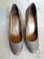 Tamaris Pumps Gr.38 Top Zustand bronze glitzer Hochzeit Hessen - Gründau Vorschau